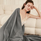 EMME Cotton Blanket Muslin Throw Blanket for Couch Breathable Gauze Blanket All Season Soft and Lightweight Muslin Blankets for Adults (Grey, 50"x70")