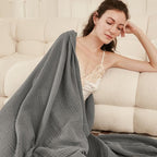 EMME Cotton Throw Blanket for Couch Soft Muslin Blankets 50"x60" Lightweight Breathable Blanket All Season Gauze Blanket, Grey