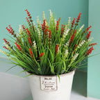 alyptus Artificial Flowers Outdoor 12 Bundles Fake Plants Outside Red Flower Grass Faux Greenery Spring Summer Wildflower Decoration for Outdoors Yard Front Porch Planter Decor (Red Flowers)