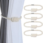 Fenghuangwu 4Pack Magnetic Curtain Tiebacks – Bohemian Style Handmade Woven Tie-Backs for Drapes,Elegant Exquisite Knot Holdbacks,Outdoor Boho & Modern Home Decor-Cotton