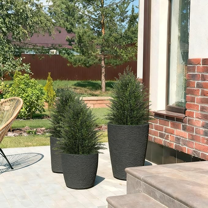 Artificial Topiary Ball Tree, Indoor Realistic Faux Boxwood Bush Potted Plants, Outdoor Fake Shrubs Cedar Evergreen Plants for Home Living Room Front Porch Decor (2, 3ft)