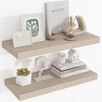 24 Inch Floating Shelves, 3D Textured Wood Grain, 24"x9.25"x1.5" Inch Deep Floating Shelves for Wall, Wooden Shelves for Bathroom, Bedroom, Living Room, Vintage White Oak, 2 Pieces