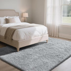Fluffy Rug Shaggy Area Rug, Grey 4x6 Area Rugs for Bedroom, Small Bedside Rug, Soft Fluffy Shaggy Entryway Throw Rugs for Living Room Bedroom Kids Room Home Decor