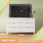 WLIVE Fluted Dresser for Bedroom with 6 Drawers, 54" Wide Wood Dresser with Golden Metal Handles, TV Stand for 65 inch TV, Mid Century Modern Chest of Drawers for Living Room, Hallway, Closet, White