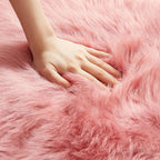 AMTOVO Faux Fur Rug, Blush Pink Area Rug, Fluffy Sheepskin Rug, Fuzzy Ultra Soft 2 x 4 ft Shag Rugs for Bedroom Sofa Throw Cushion Room Decor, Sheepskin