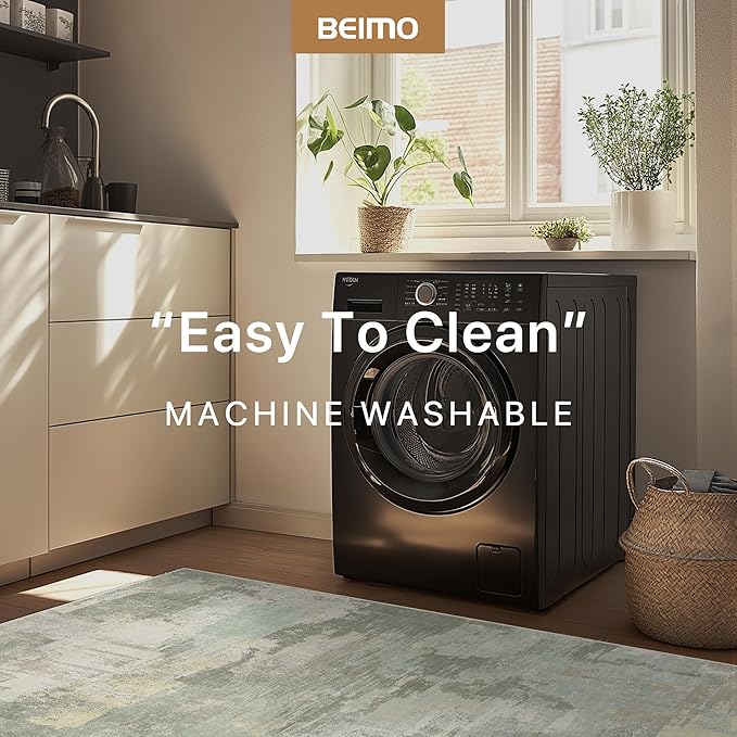 Area Rugs 8x10 for Living Room Bedroom, Modern Abstract Machine Washable Large Soft Sage Green Rug, Low Pile Floor Carpet with Non Slip Backing for Dining Room, Light Sage Mint Green