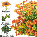 Artificial Fake Flowers for Outdoor Spring Decoration, 16 Bundles Faux Silk Colorful Daisy UV Resistant Realistic for Outside Porch Patio Home Yard Garden Planters Pots Window Box (Orange)