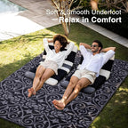 OLANLY Outdoor Rug Waterproof 9x12 ft Clearance, Reversible Outdoor Plastic Straw Rug with Floral Pattern, RV Mat for Patio, Camping, Balcony, Deck, Backyard, Black & Grey