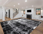 Keen Home Design Area Rugs - 9x12 Non-Shedding, Abstract Rugs for Kitchen, Living Room, Bedroom, Dining Room, Entryway - Size: 9'2" x 11'11", Abstract Black