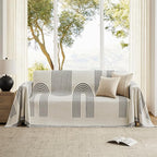 Boho Couch Cover Washable Sectional Couch Covers for Dogs Reversible Sofa Slipcover for 2 or 3 Cushion Couch Pet Friendly Furniture Protector (3# Heise, 91" x 134")