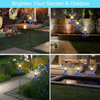 VCUTEKA Solar Lights Outdoor Metal Garden Stake Waterproof Crackle Glass Globe Garden Decor Blue Jay Bird for Pathway, Lawn, Patio, Yard