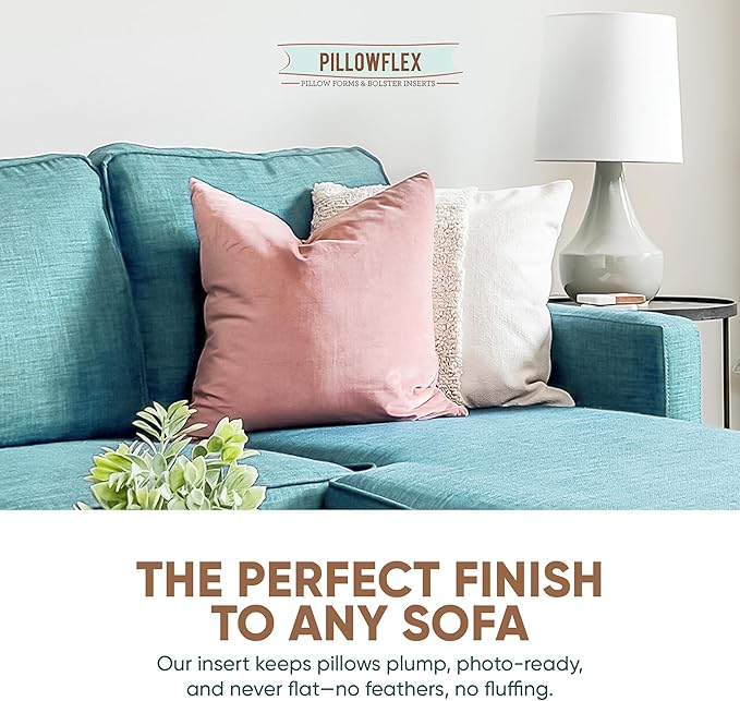 Pillowflex Synthetic Down Alternative Pillow Inserts for Shams - Comfy Pillows for Sleeping, Perfect Pillow & Best Sleeping Pillows, Handmade Down Alternative Throw Pillow Inserts - (24x24 Set of 2)