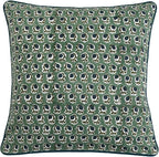 Ridhi Basil Green Block Print Cotton Canvas Throw Pillow Covers for Decorative Couch Pillows for Living Room, Chic Boho Cute Outdoor Valentine Pillows Covers Gifts 20x20 Inches