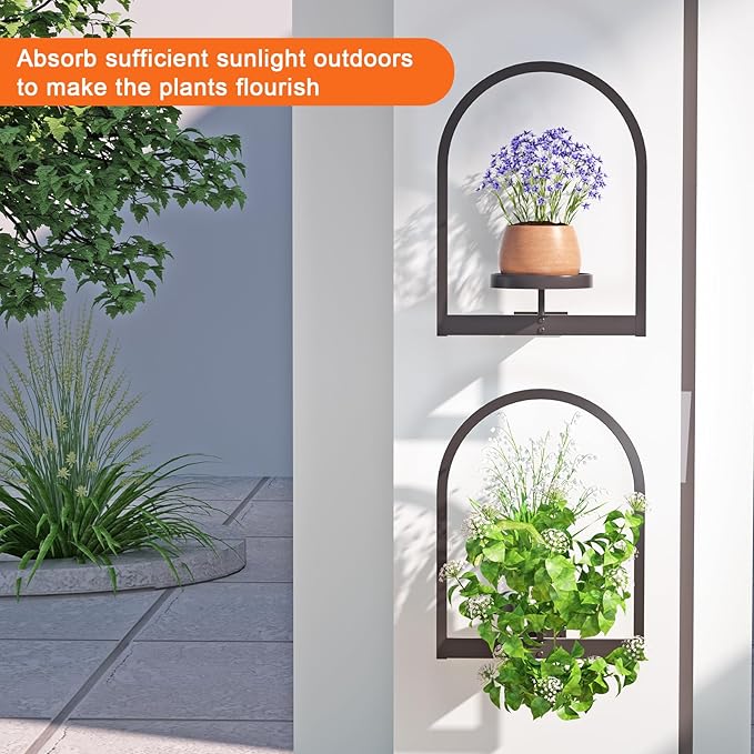 Wall Plant Holder, Wall Planter for Indoor Plants, Window Plant shelves for Multiple Plants Indoor Outdoor, Framed Plant Holder for Home Decor (3 Pack)