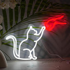 LISIGNVE Cat Handshake Neon Sign Human Beings and Animals Neon Light for Wall USB Light Up Sign Cat Led Sign for Pet Shop Bedroom School Museum Zoo (16.5”*12.6”)