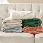 Joydeco Chunky Cable Knit Throw Blanket, Lightweight 100% Cotton Soft Cozy Throw Twin Blanket for Couch Bed and Sofa, Rustic Breathable Farmhouse Blanket Gift for Women Men(Grey, 60"x80")