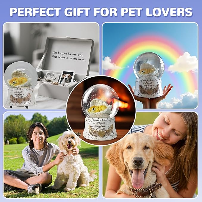 Angel Dog Music Snow Globe, Fall Indoor Decor, Golden Retriever Lost Pet Memorial Gift, Dog Passing Away Gifts, Thanksgiving Gift Ideas, Dog Lover idea.