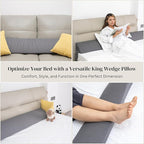 Wedge Pillow Headboard | Soft Headboard Pillow with 2 Side Packets, Triangle Pillow Wedge for Headboard, Bed Gap Filler Headboard Wedge Pillow, Ideal Bed Wedge Pillow for Headboard - King