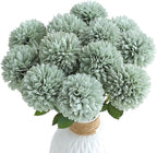 Floroom 12pcs Sage Green Faux Silk Mums Artificial Flowers Bulk Fake Chrysanthemums with Stems for DIY Wedding Table Centerpieces Floral Arrangements Vase Fillers Home Decorations