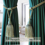 Fenghuangwu Curtain Tiebacks Handmade Elegant Curtain Tie Backs Holdbacks with Tassel for Home Office Decor 2 Pack - Blue