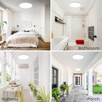 hepside 12Inch Flush Mount Light Fixture White, 28Watt, Dimmable & 3000K-4500K-6000K 3 Color Selectable Flush Ceiling Light Fixture 3200LM Low Profile Ceiling Light for Kitchen Bedroom Hallway Porch