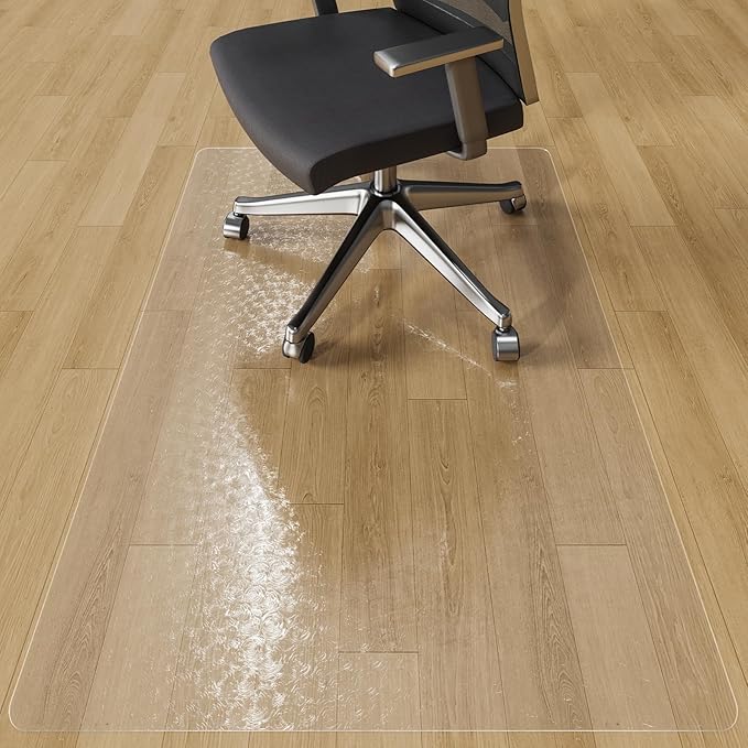 Chair Mat for Hard Floors, Tydle 36" x 60" Office Chair Mat for Hardwood Floors, Non-Slip Plastic Floor Mat for Gaming Chairs, Hard Floor Protector Computer Desk Vinyl Mat for Home Office (Clear-Rose)