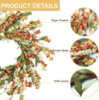 Artgar Fall Wreath, Fall Wreaths for Front Door, 24 in Fall Decor Floral Wreath, Door Wreaths for Front Door Outside All Season for Thanksgiving Home Indoor Outdoor Wall Decor (White Orange Yellow)