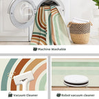 Indoor Outdoor Area Rug, Mid Century Modern Multicolored Outdoor Patio Rug,Washable Abstract Art Rainbow Rugs Non-Slip Carpet for Camping, Bedroom, Deck(8x10)