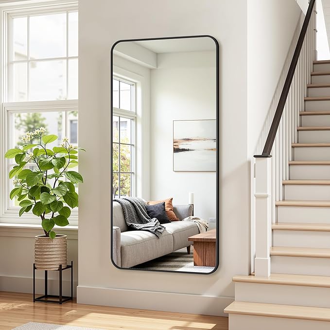 Bathroom Mirror 60" x 30", Large Rectangle Wall Mirror, Black Metal Frame Wall Mounted Mirrors for Bathroom, Vanity, Bedroom, Entryway Decor(Horizontal/Vertical)