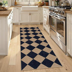 Lahome Checkered Easy Jute Runner Rug, 2x6 Kitchen Mats for Floor Washable Entryway Runner, Checkerboard Black Indoor Outdoor Carpet for Hallway 6ft Entry Laundry