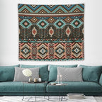 HZOHNAGO Aztec Tapestry Turquoise Blue and Brown and Native American Tribal Pattern Printed Wall Tapestry Wall Hanging for Bedroom Living Room Dorm 60" W x 50" H