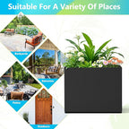 FENCY Metal Planter Box, Large Rectangular Planters for Outdoor Plants, Outdoor Tall Planters with Drainage Holes, Black Metal Planters (30" L x 12" W x 24" H)