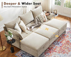 102.6" Luxury Modular Sleeper Sofa Bed 6 Seat Reversible Sectional Couch Deep Seat with Storage Chaises Removable Cover for Living Room, Apartment - Chenille Beige