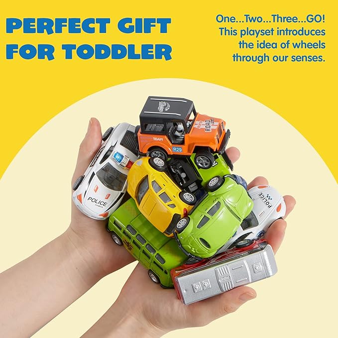 JOYIN 20PCS Die Cast Pull Back Cars, Metal Toy Cars, Car Toys Bulk, Vehicle Set for Toddlers, Kids Party Favors, Cake Toppers, Stocking Stuffers, Race Cars Toys for Boys, Christmas Grandkids Gifts