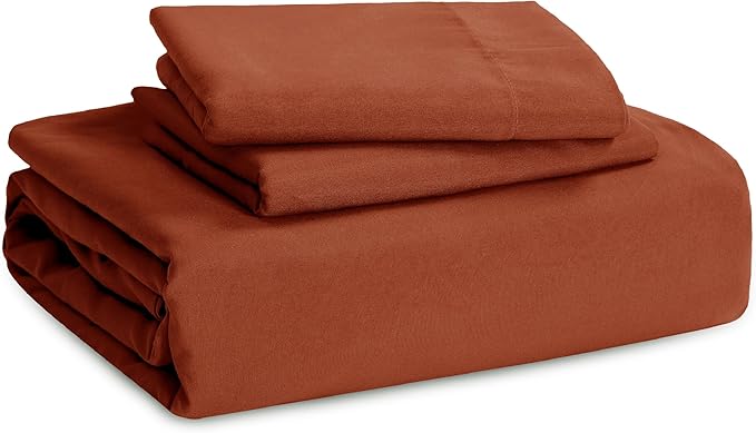Bedsure Terracotta Duvet Cover Full Size - 3 Pieces Prewashed Extra Soft Cotton-Like Bedding Set, Includes 1 Duvet Cover 80x90 Inches with Zipper Closure & 2 Pillow Shams, Comforter Not Included