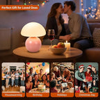 Mushroom Table Lamp, Ceramic Base with Milky White Glass Shade, Vintage Dimmable Bedside Nightstand Lamp for Bedroom, Reading, Home Décor, Gift for Friends Pink