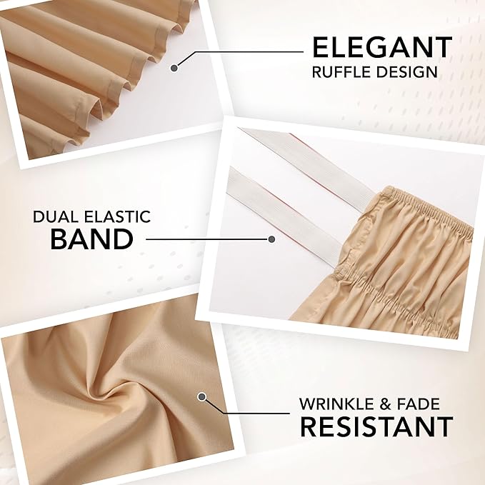 Utopia Bedding Queen Elastic Bed Ruffle - Easy Wrap Around Ruffle - Microfiber Bed Skirt with Adjustable Elastic Belt 16 Inch Tailored Drop - Hotel Quality Bedskirt, Fade Resistant (Queen, Beige)