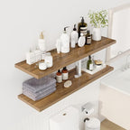 Dreamland 48" Floating Shelves for Wall, 12" Deep Slim Walnut Floating Shelves, Wall-Mounted Shelves for Bedroom, Living Room, Kitchen, Bathroom - Set of 2