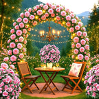 Artificial Boxwood Topiary Ball Trees with Ground Spikes UV Resistant Faux Greenery Shrubs Fake Shrubs for Outdoors, Realistic Faux Plants Bushes for Garden Porch Yard Patio Decor (Pink)