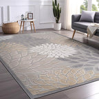 Beverly Rug Outdoor Rug 10x14 Large Modern Floral Tropical Area Rugs for Indoor and Outdoor Patio Easy to Clean Non Shedding Living Room Porch Garden Washable Outside Carpet (10 x 14 Gray)