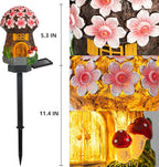 Dazzle Bright Solar Mushroom Lights Fairy Garden Lights for Home Decor Outdoor Decorative Stakes Mushroom House Solar Powered LED Landscape Lighting for Lawn, Walkway, Patio, Yard