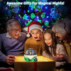 Dinosaur Night Light Projector for Kids Green Dino Toys for Boys, Star Night Lights with Music and Timer, 17 Mode Color Changing Lamp with Remote, Christmas Birthday Gift for Baby Girl Boy