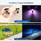 CINOTON RGBW Solar Landscape Pathway Outdoor Lights with 3 Lighting Modes, IP65 Waterproof LED Solar Powered Wall Lights for Garden Yard Lawn Path Driveway Pool Backyard Warm White & Multicolor 4 Pack