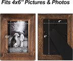 Yaetm-4x6 Picture Frame Set of 2, Natural Solid Wood Distressed Photo Frame, Display On Tabletop And Wall, High Definition Real Glass, Carbonized Black (2 pack)