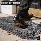 Yimobra Welcome Mat, Heavy Duty Sturdy Door Mats for Home Entrance Outdoor Indoor, Front Doormat for Outside Patio Floor Entry Porch Garage Office, Waterproof, Low Profile, 29.5 x 17, Black Grey