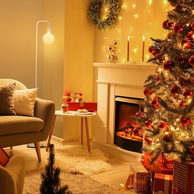 ONEWISH Modern Floor Lamp, Minimalist Standing Lamp with LED Bulb - Matt White Globe Glass 2700k Warm Light. 5.4ft Tall Floor Lamp for Livingroom, Bedroom, Office