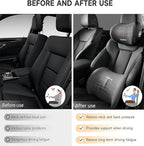 Car Seat Back Support and Car Neck Pillow Kit, Ergonomic Design headrest Lumbar Support for Neck Back Pain Relief Improve Sitting Posture (Black)