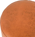 Asense Small Round Ottoman Foot Rest Stool Fabric Padded Seat Footstool Ottoman with Wooden Legs (Dark Orange,Fabric)