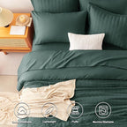 CozyLux Full Size Comforter Sets with Sheets Seersucker 7 Pieces Forest Green Bed in a Bag Textured Luxury Soft Bedding Set with Down Alternative Comforter, Sheets, Pillowcases & Shams for All Seasons