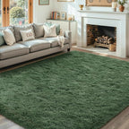 4x6 Ft Shag Green Area Rug for Bedroom Living Room, Ultra Soft Fluffy Furry Rugs for Indoor Floor, Aesthetic Carpet for Kids Home Decor